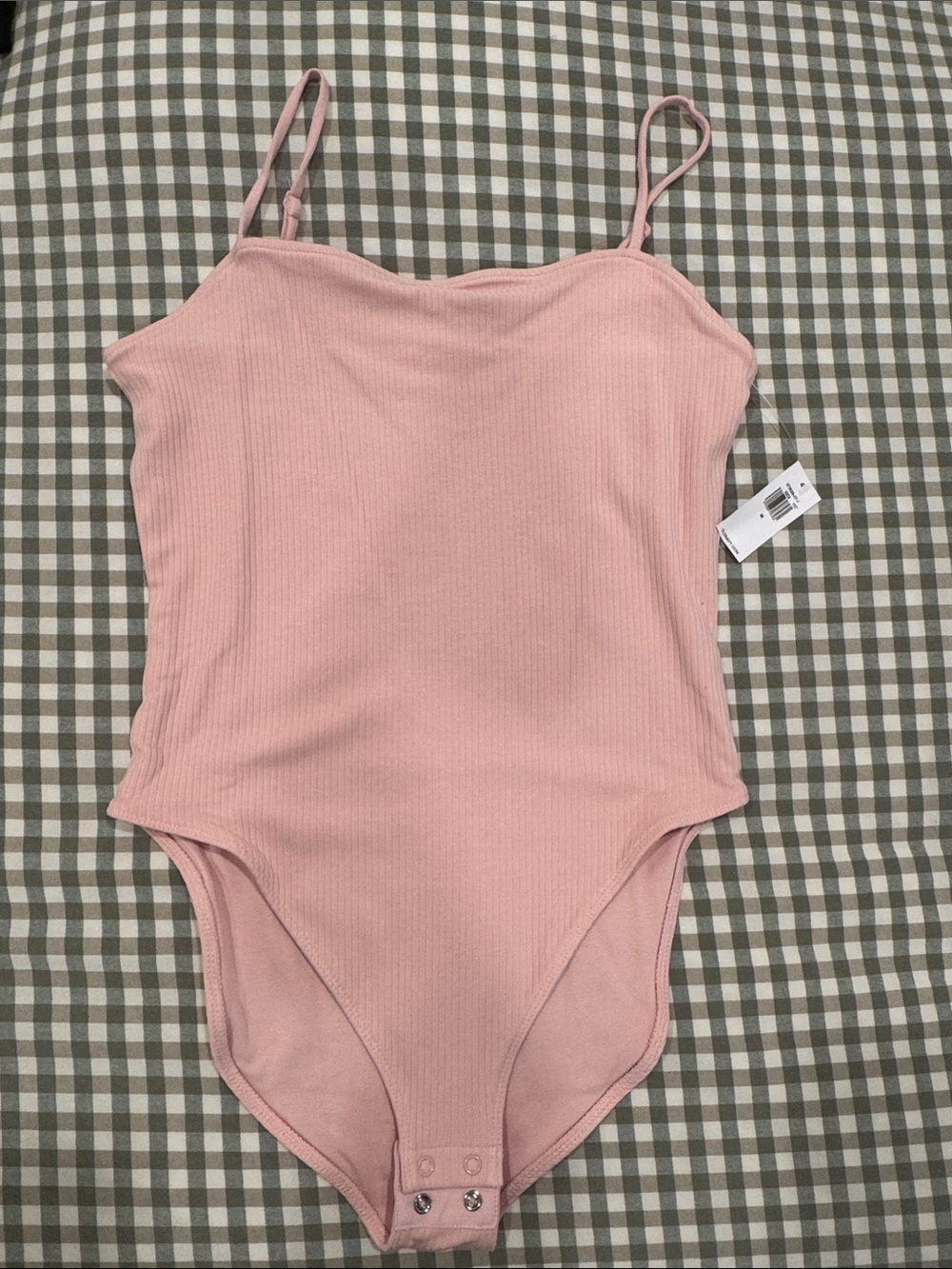 Women’s Ribbed Pink Strap One-Piece Bodysuit Old Navy